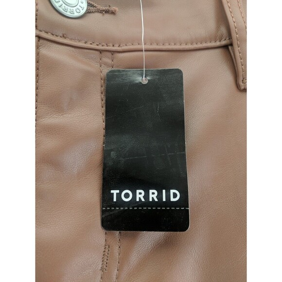 Torrid Perfect Skinny Faux Leather High Rise Pants 16T NWT Root Beer/Brown - Picture 3 of 13